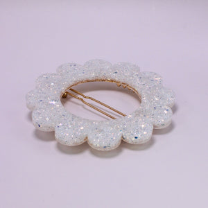 Barrette Fleur paillettes blanches