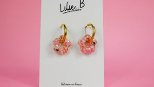 Pampilles mini Fleurs Rose & or