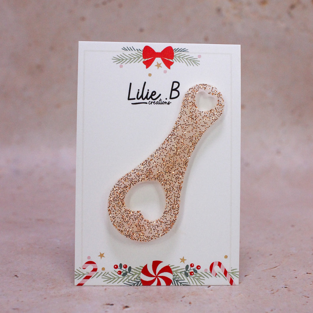 Jeton de caddie paillettes crème & or