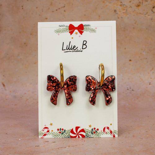 Pampilles Noeud Paillettes bordeaux