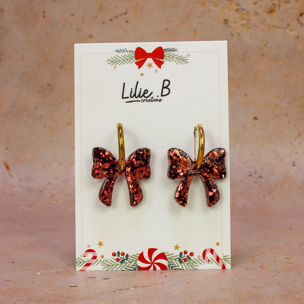 Pampilles Noeud Paillettes bordeaux