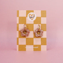 Charger l'image dans la galerie, Pampilles fleurs / mini pampilles moka à pois beige