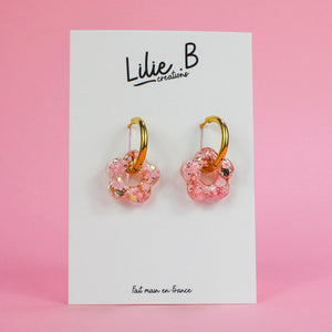 Pampilles mini Fleurs Rose & or