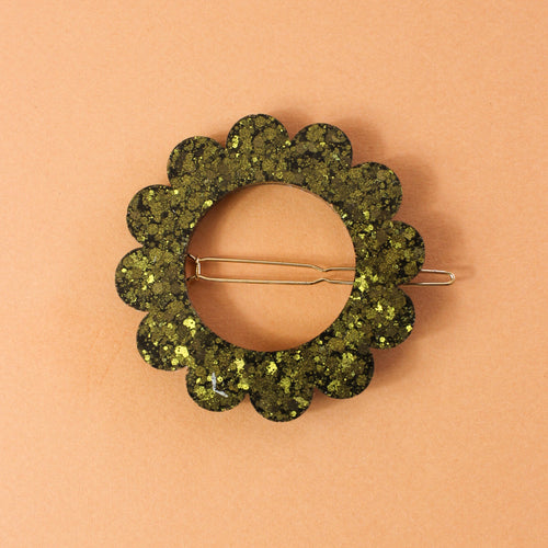 Barrette Paillettes kaki