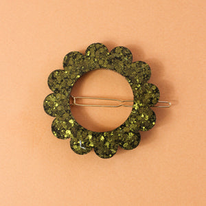 Barrette Paillettes kaki