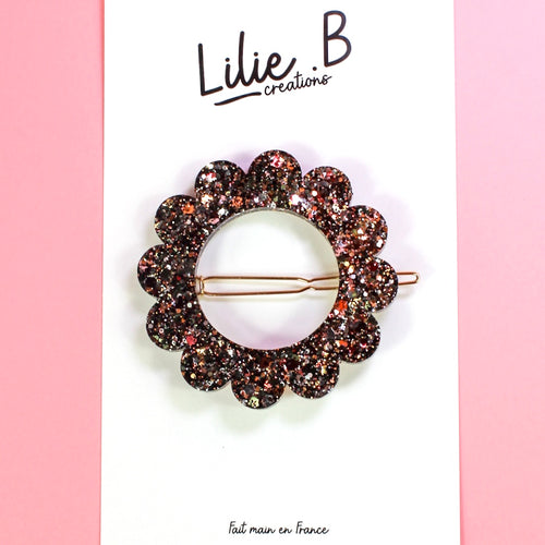 Barrette Automne marron & touches d’argent