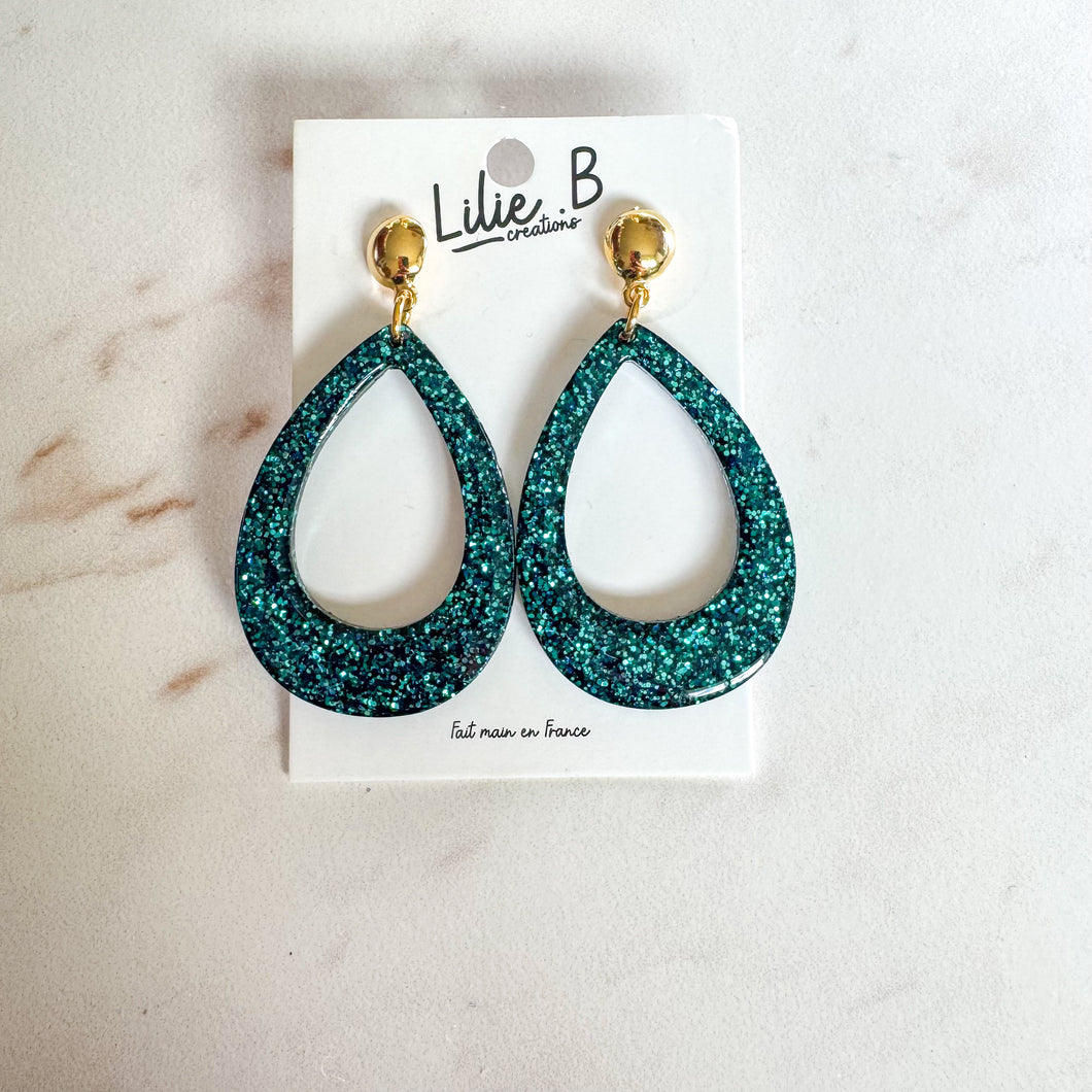 Boucles d’oreilles Vert petrole