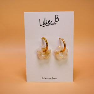 Pampilles mini Fleurs blanc & feuilles d’or