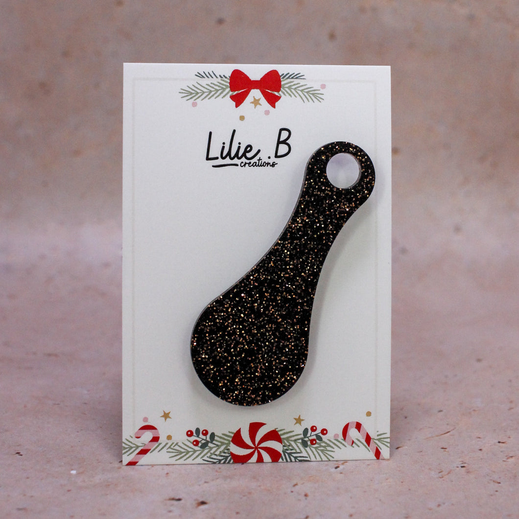 Jeton de caddie Noir & paillettes dorées