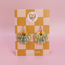 Charger l'image dans la galerie, Pampilles coquillages or &amp; paillettes vert