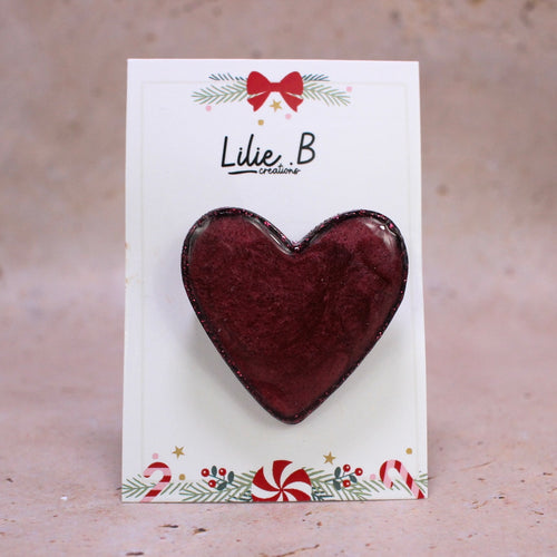 Broche cœur bordeaux