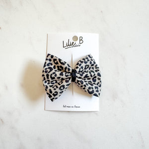 Barrette noeud Leopard Noir & blanc