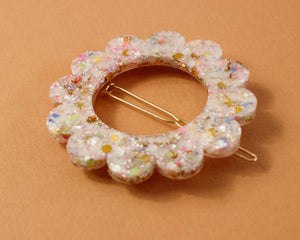 Barrette Blanc & paillettes multi