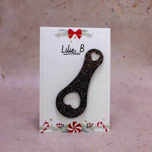 Jeton de caddie paillettes noir & or