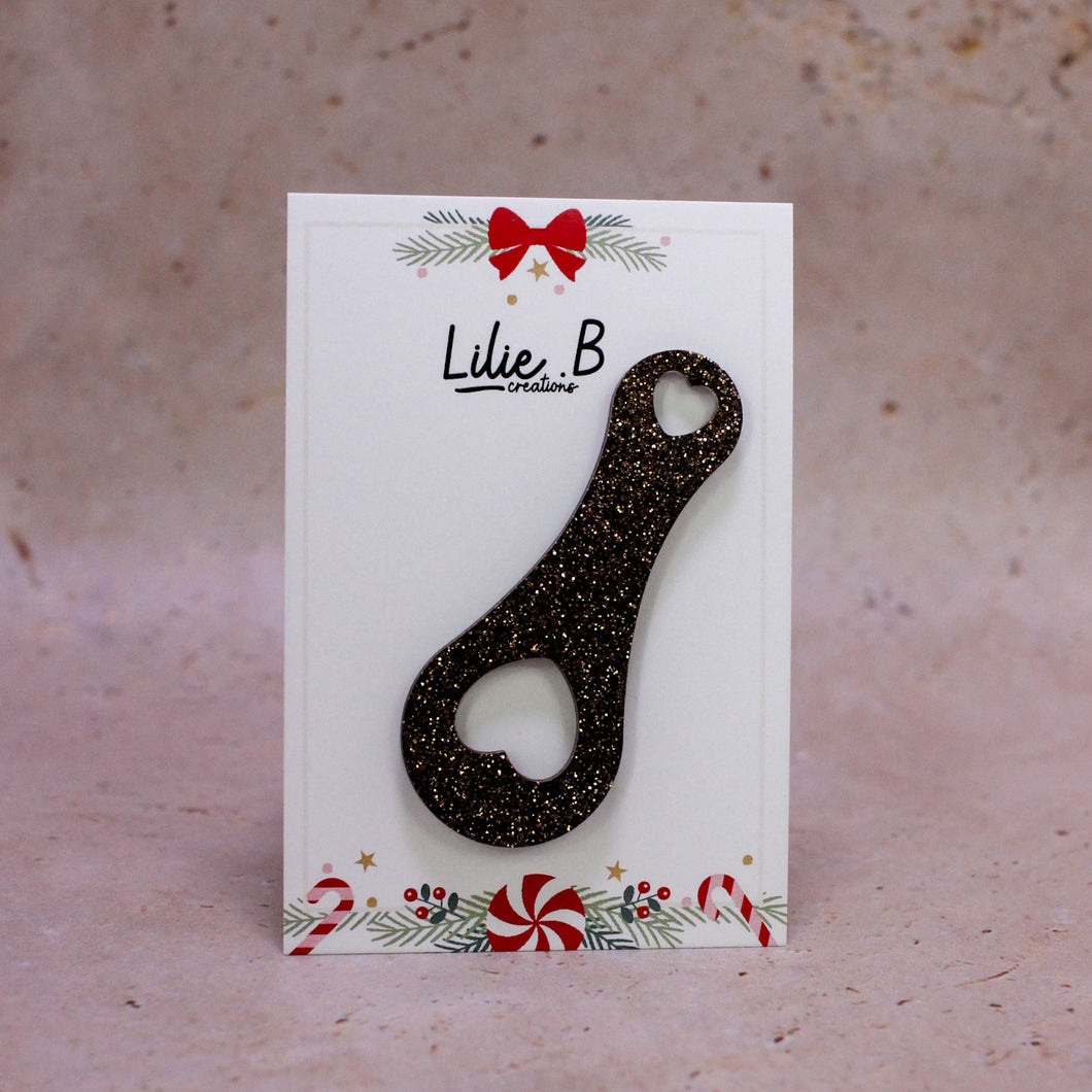 Jeton de caddie paillettes noir & or