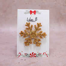 Charger l&#39;image dans la galerie, Pin’s Flocon de neige paillettes or