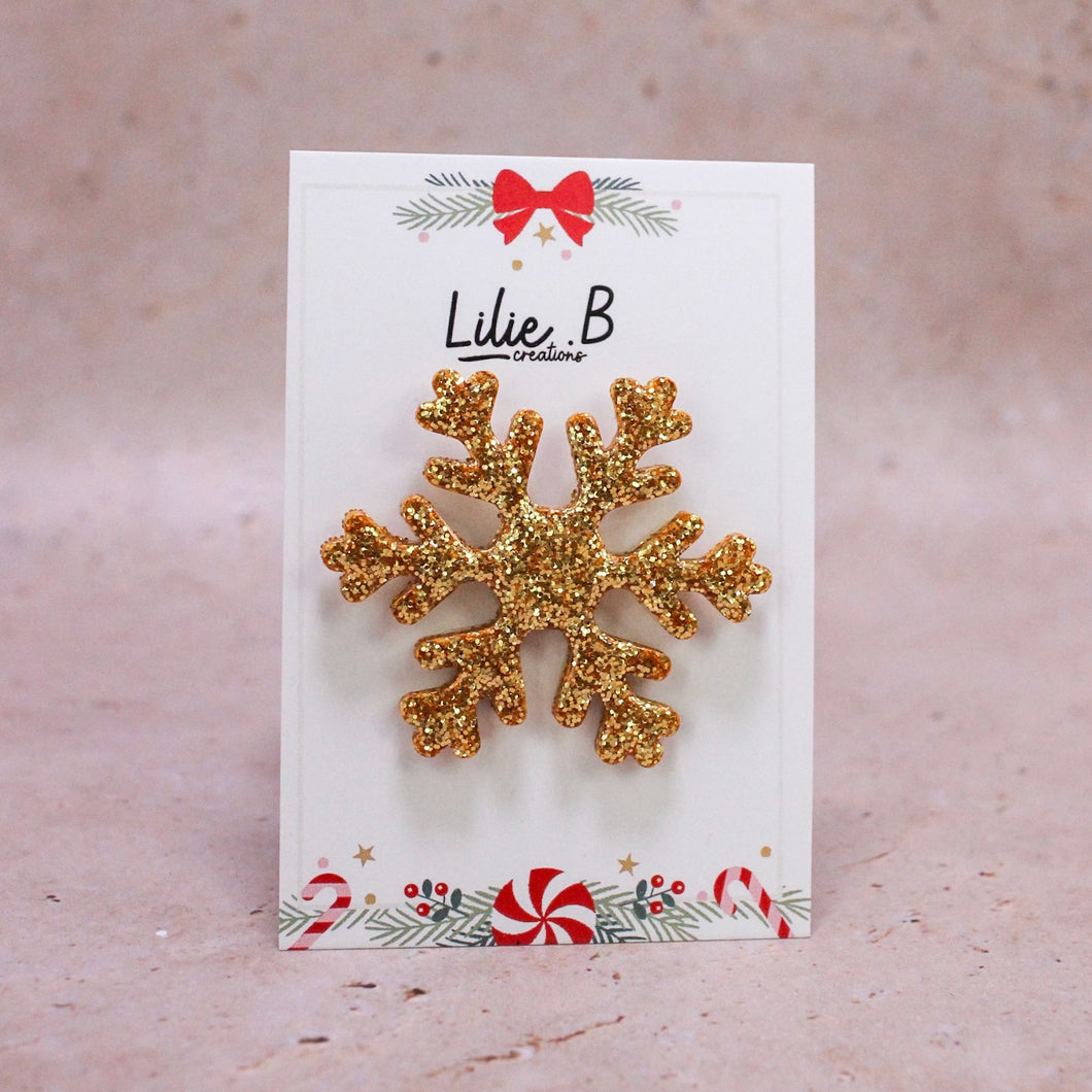 Pin’s Flocon de neige paillettes or