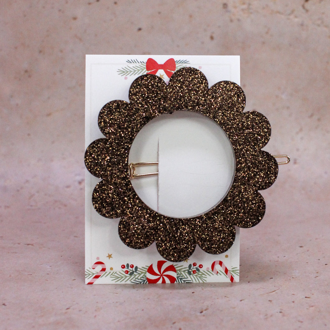 Barrette Paillettes Marron