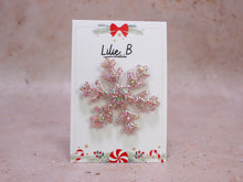 Charger l&#39;image dans la galerie, Pin’s Flocon de neige paillettes rose