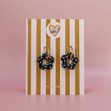 Charger l'image dans la galerie, Pampilles fleurs / mini pampilles Noir à pois blanc