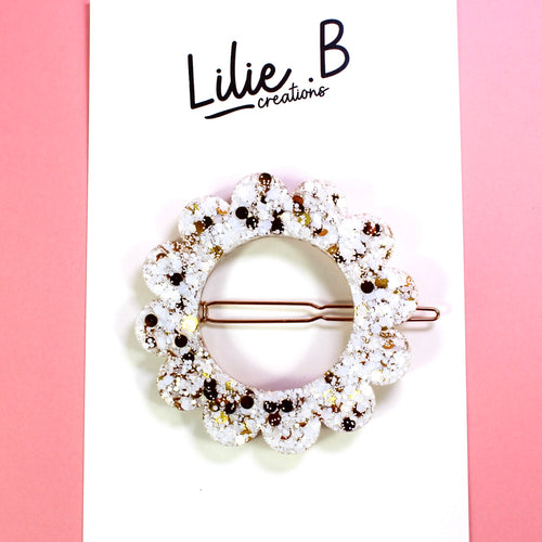 Barrette Blanc & Or