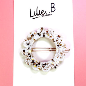 Barrette Blanc & Or