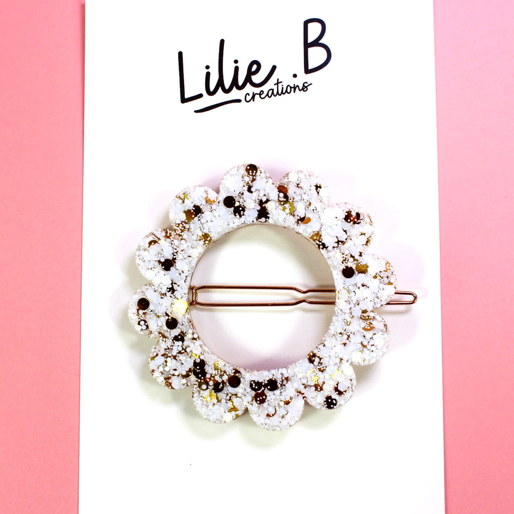 Barrette Blanc & Or