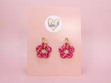 Charger l'image dans la galerie, Pampilles Fleurs &amp; mini fleurs paillettes  rose &amp; rouge