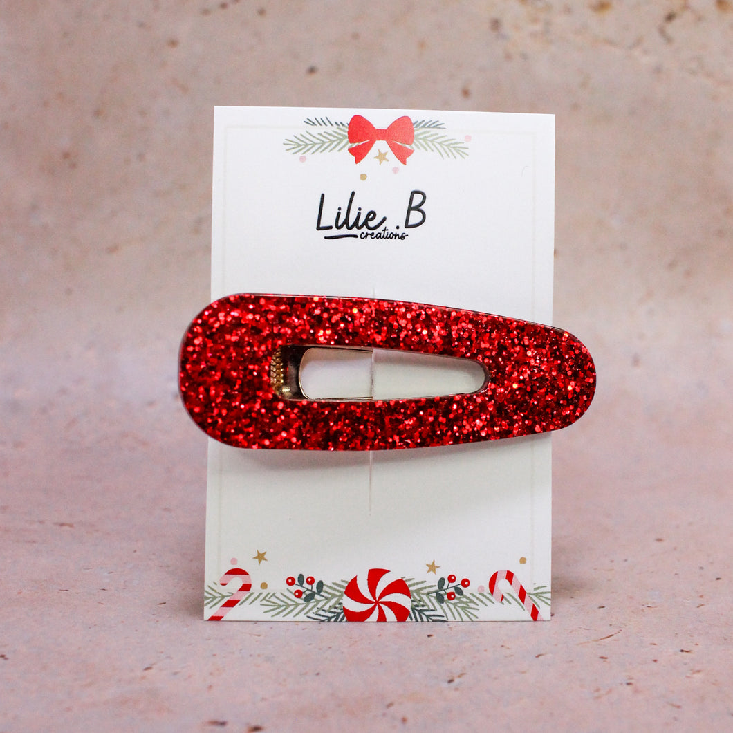 Poppie Clip Paillettes christmas rouge