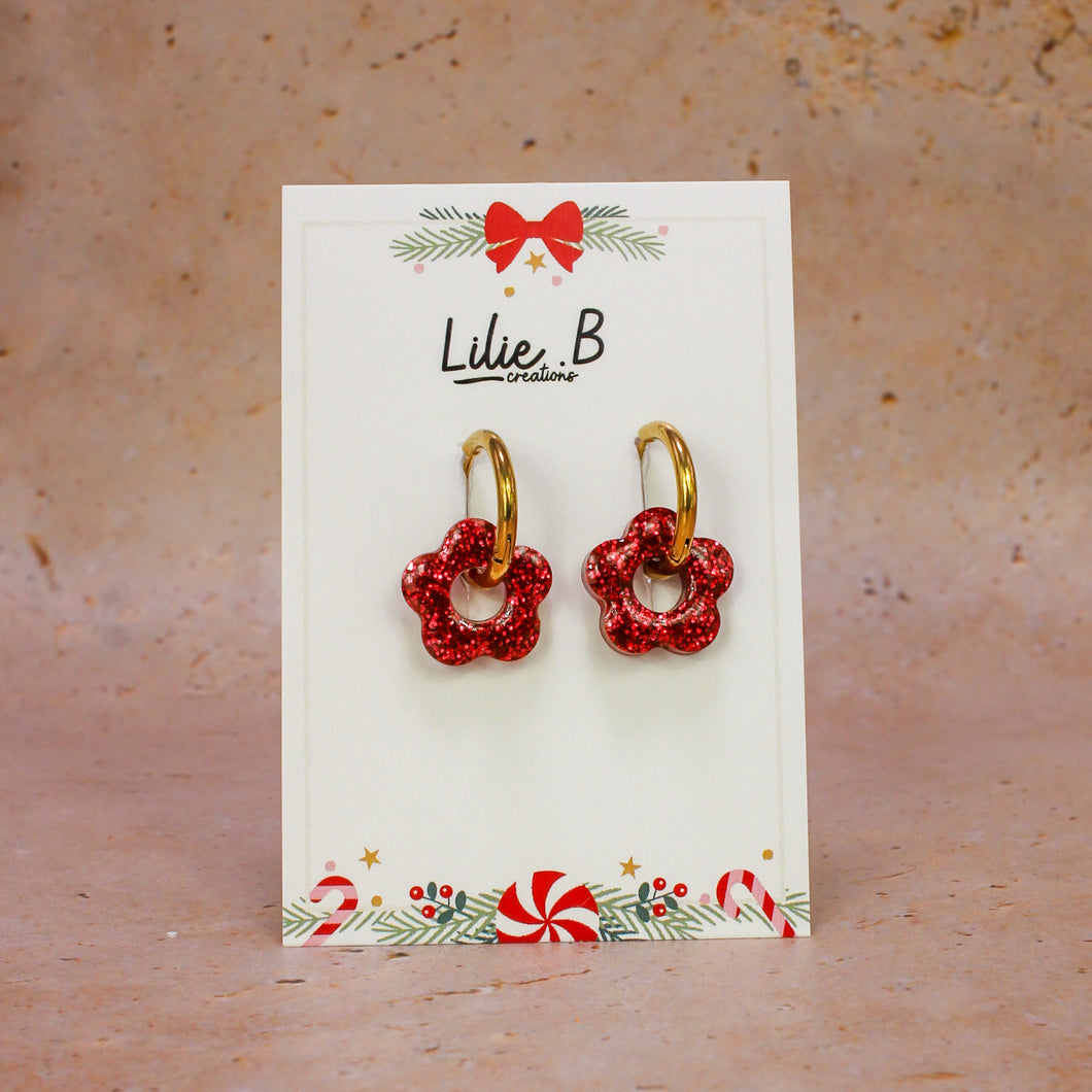 Pampilles fleurs mini Christmas rouge