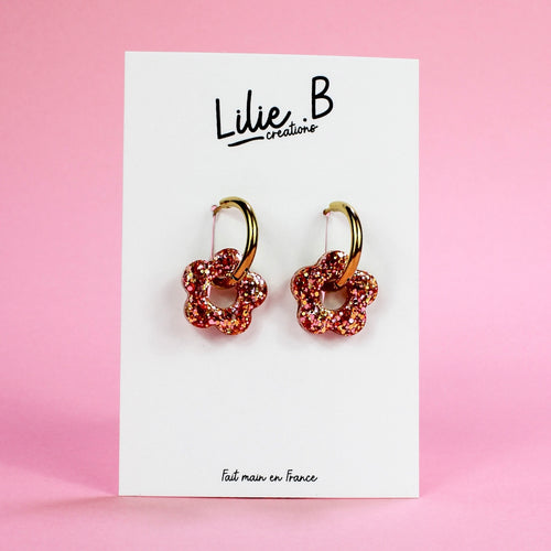 Pampilles fleurs mini Rose &  nuances d’or