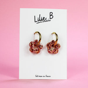Pampilles fleurs mini Rose &  nuances d’or