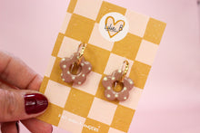 Charger l'image dans la galerie, Pampilles fleurs / mini pampilles moka à pois beige