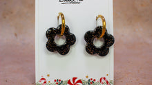 Charger l&#39;image dans la galerie, Pampilles fleurs noir &amp; or