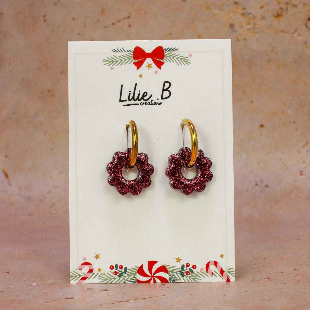 Pampilles fleurs Esmee mini paillettes bordeaux