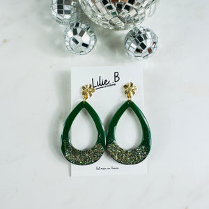 Boucles d’oreilles degradé vert foncé