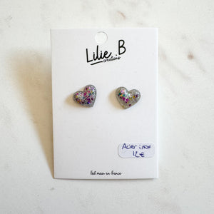 Clous d’oreilles Violet paillettes