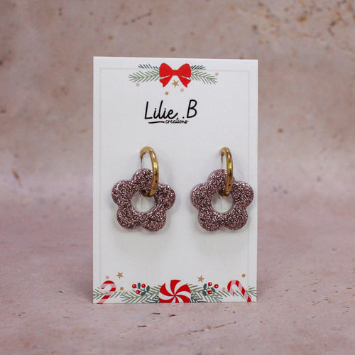 Pampilles fleurs Paillettes parme