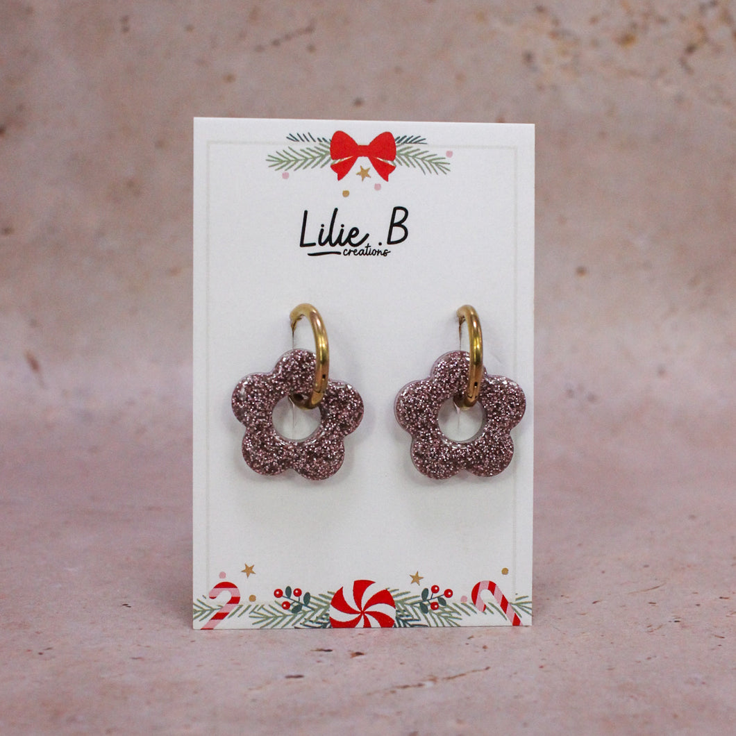 Pampilles fleurs Paillettes parme