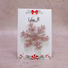 Charger l&#39;image dans la galerie, Pin’s Flocon de neige paillettes rose