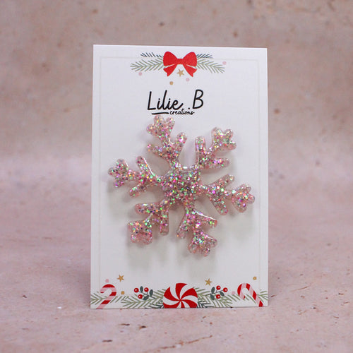 Pin’s Flocon de neige paillettes rose