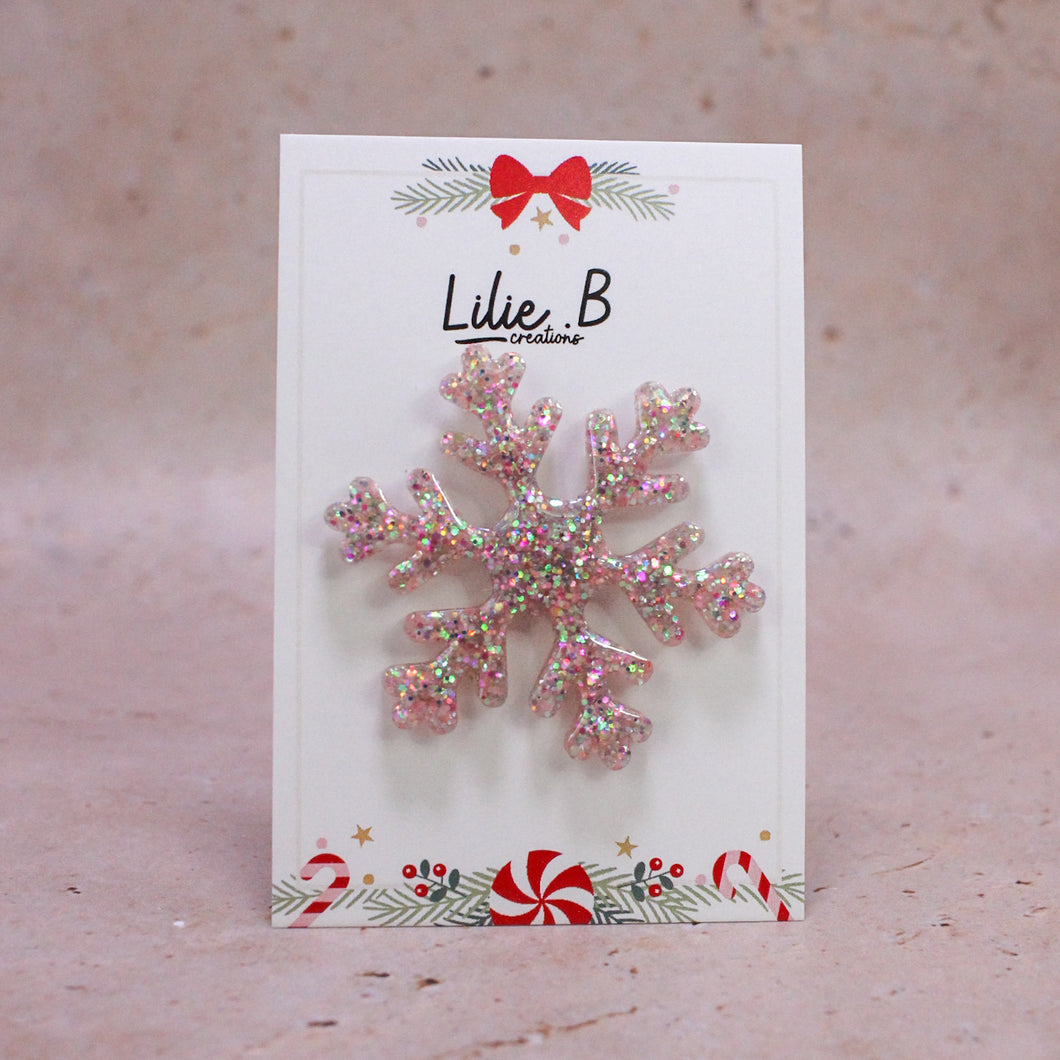 Pin’s Flocon de neige paillettes rose