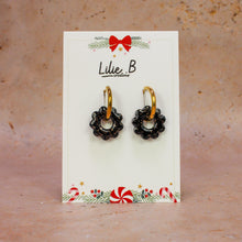 Charger l&#39;image dans la galerie, Pampilles fleurs Esmee mini noir &amp; or