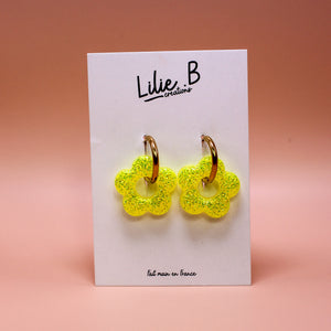 Pampilles Fleurs Paillettes jaune