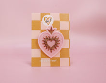Charger l'image dans la galerie, Broche Cœur ex-voto rose &amp; or