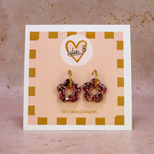 Charger l'image dans la galerie, Pampilles fleurs paillettes bordeaux &amp; or