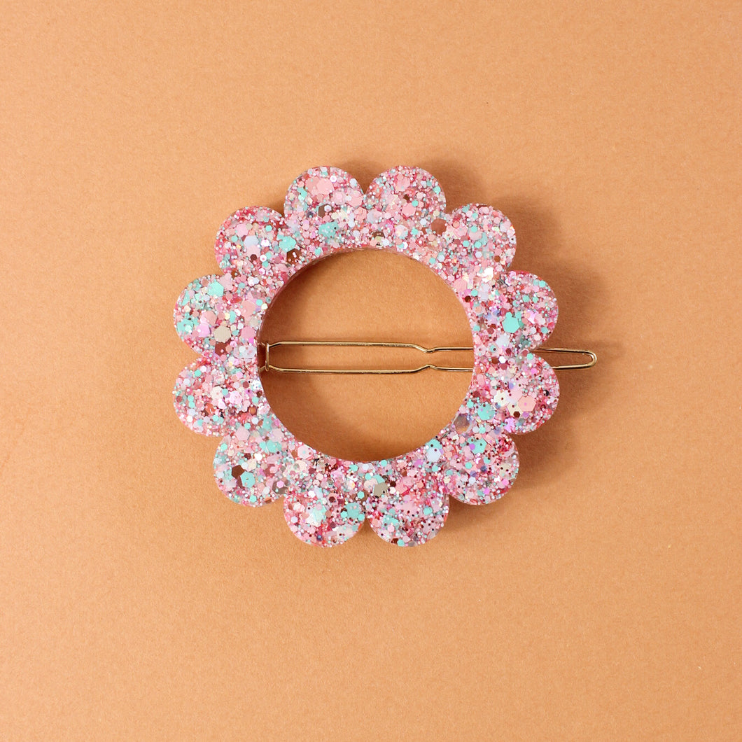Barrette rose & mint