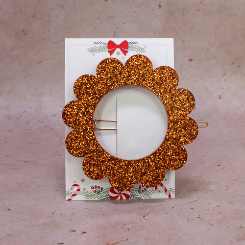 Barrette Paillettes Christmas Or cuivre