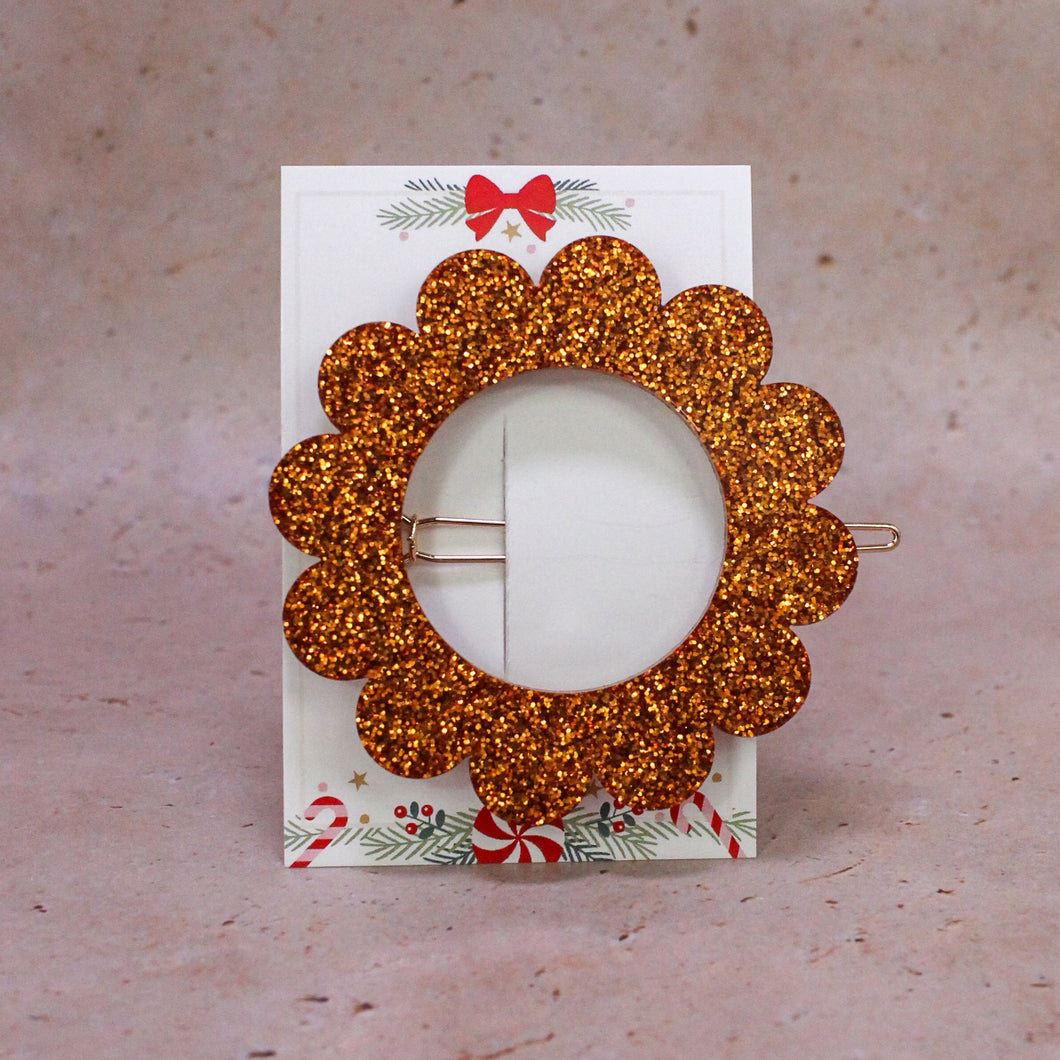 Barrette Paillettes Christmas Or cuivre