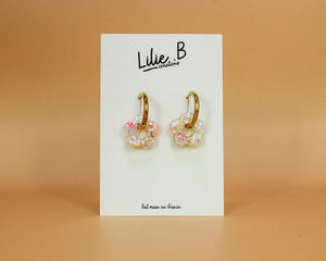 Pampilles fleurs mini Blanc & paillettes multi